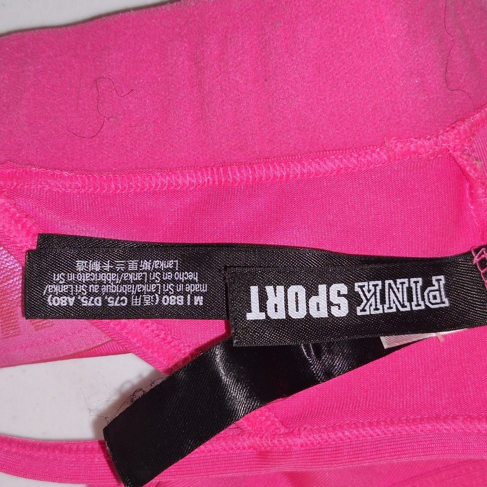 Victoria's Secret PINK Seamless Ribbed Sports Bra Bralette Hot Pink Size M - Picture 6 of 16